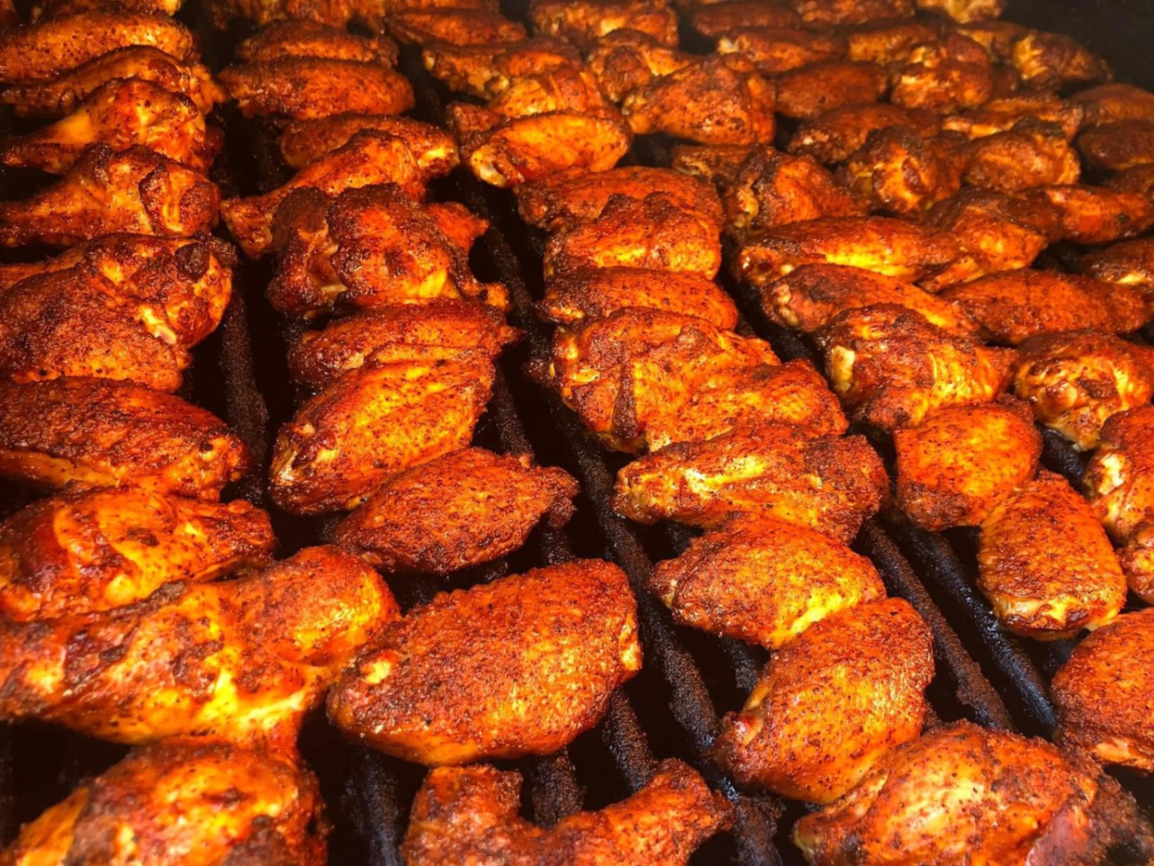 Smoked chicken wings on the grill